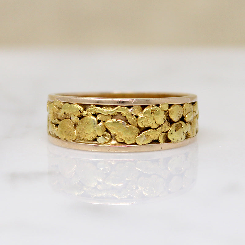 Luxurious Mid Century Gold Nugget Band