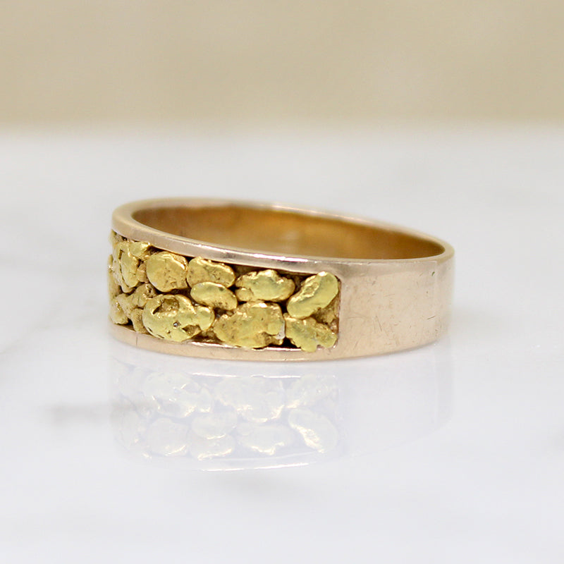 Luxurious Mid Century Gold Nugget Band
