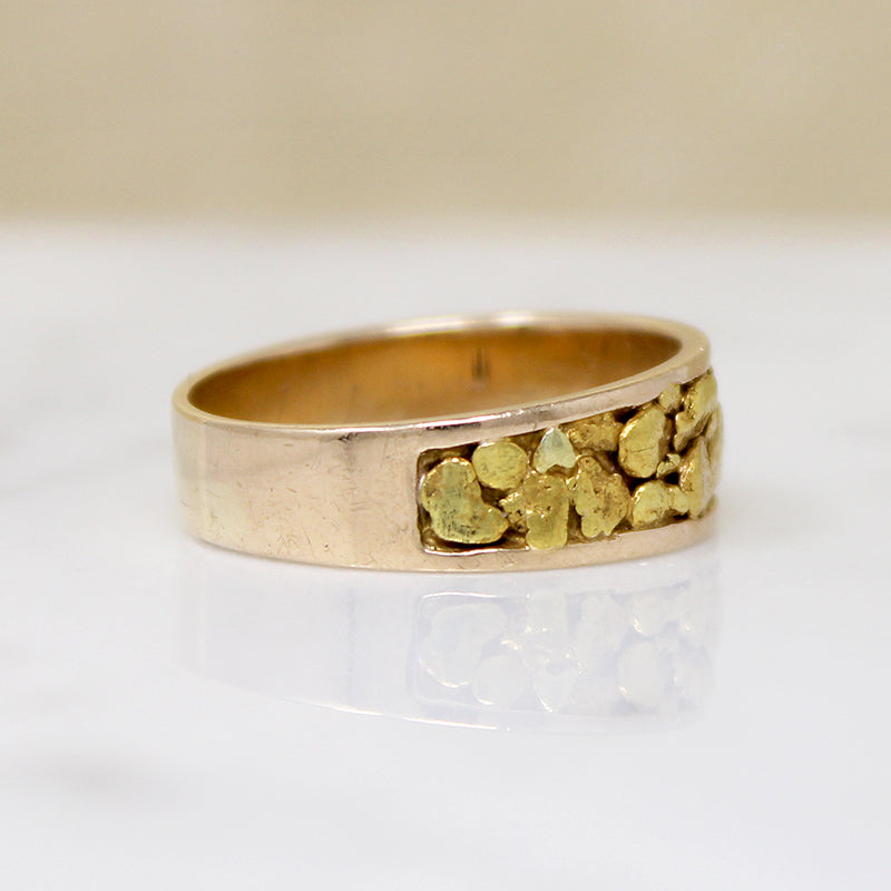 Luxurious Mid Century Gold Nugget Band