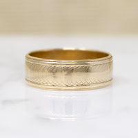 Wide Engraved Gold Wed-Lock Band Size 10.25