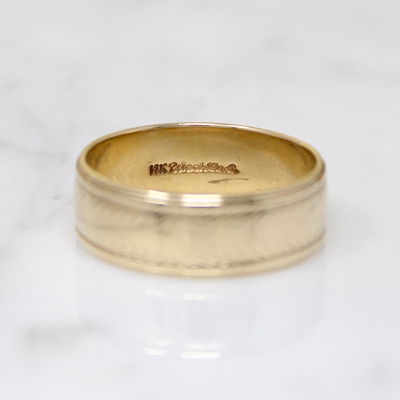 Wide Engraved Gold Wed-Lock Band Size 10.25