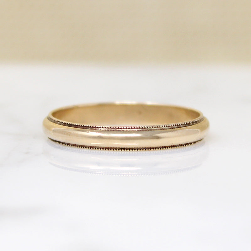 Slender Size 9 Gold Wedding Band with Milgrain