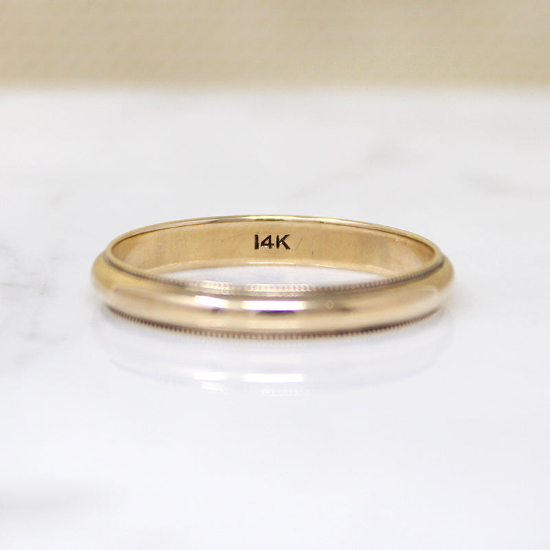 Slender Size 9 Gold Wedding Band with Milgrain
