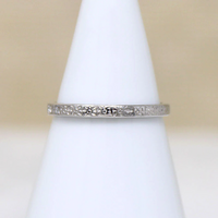 Petite Diamond & Engraved Platinum Forget-Me-Not Band