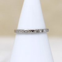 Petite Diamond & Engraved Platinum Forget-Me-Not Band