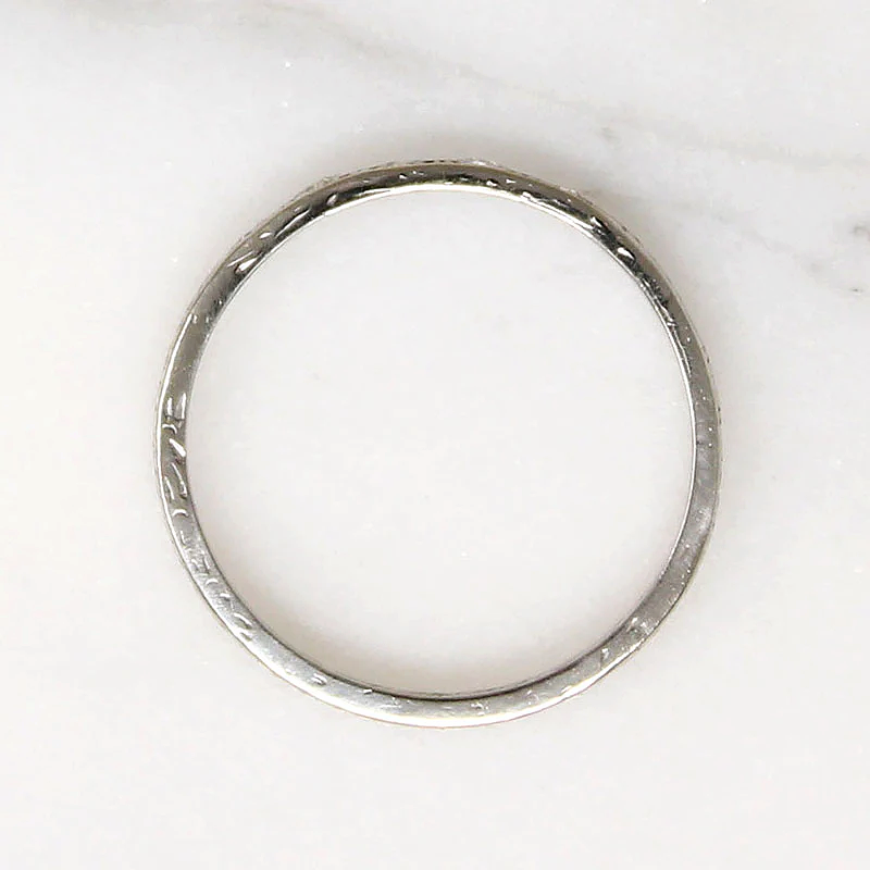 Petite Diamond & Engraved Platinum Forget-Me-Not Band