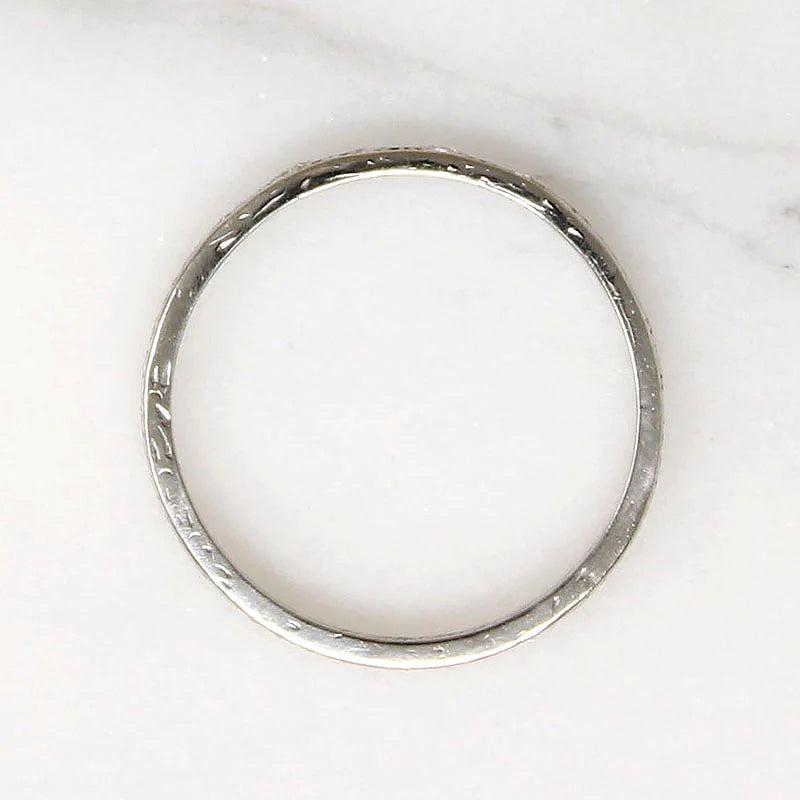 Petite Diamond & Engraved Platinum Forget-Me-Not Band