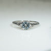 Filigree Flowers Platinum Aquamarine Ring