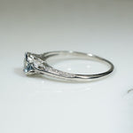 Filigree Flowers Platinum Aquamarine Ring
