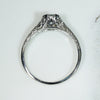 Filigree Flowers Platinum Aquamarine Ring