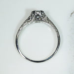 Filigree Flowers Platinum Aquamarine Ring