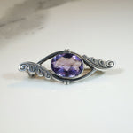 Feathered Amethyst & Sterling Silver Brooch