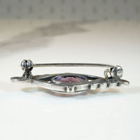Feathered Amethyst & Sterling Silver Brooch
