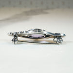 Feathered Amethyst & Sterling Silver Brooch