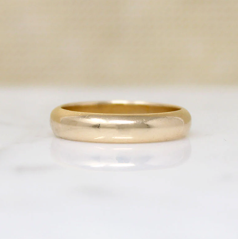 Half Round 4mm Vintage Gold Band Size 8.75