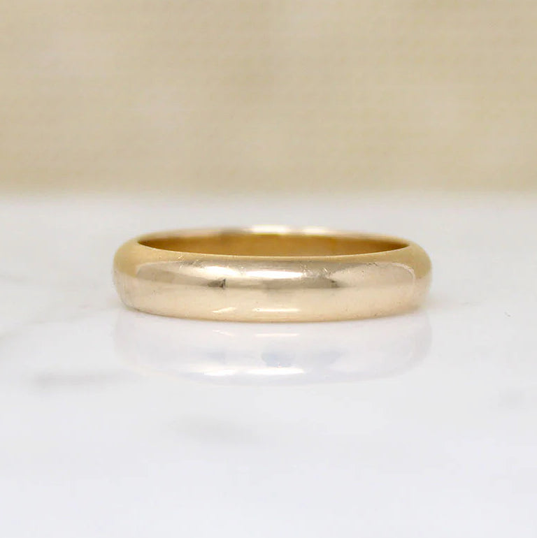Half Round 4mm Vintage Gold Band Size 8.75