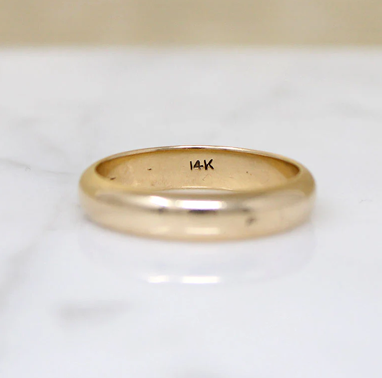 Half Round 4mm Vintage Gold Band Size 8.75