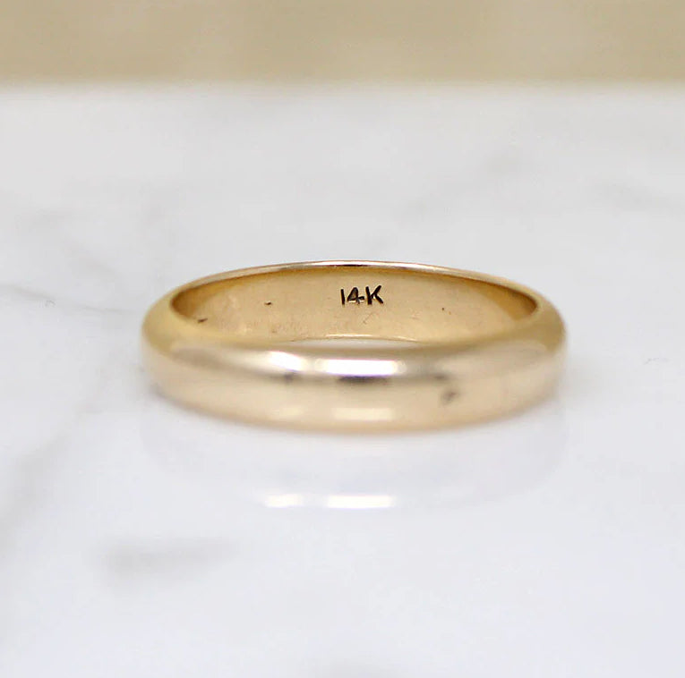 Half Round 4mm Vintage Gold Band Size 8.75