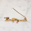 Sassy Horseshoe & Riding Crop 18k Gold Brooch