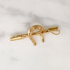 Sassy Horseshoe & Riding Crop 18k Gold Brooch