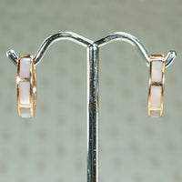 Gold Huggies with Mother of Pearl Inlay