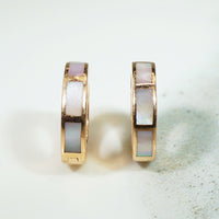 Gold Huggies with Mother of Pearl Inlay