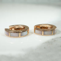 Gold Huggies with Mother of Pearl Inlay