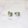 Vibrant Natural Blue Zircon Stud Earrings