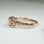 Old Mine Cut Diamond & Engraved Gold Belcher Ring