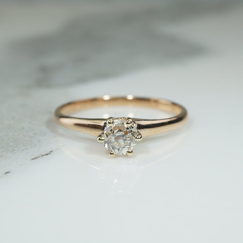 Victorian .44ct Old Mine Cut Diamond in Gold Solitaire Ring