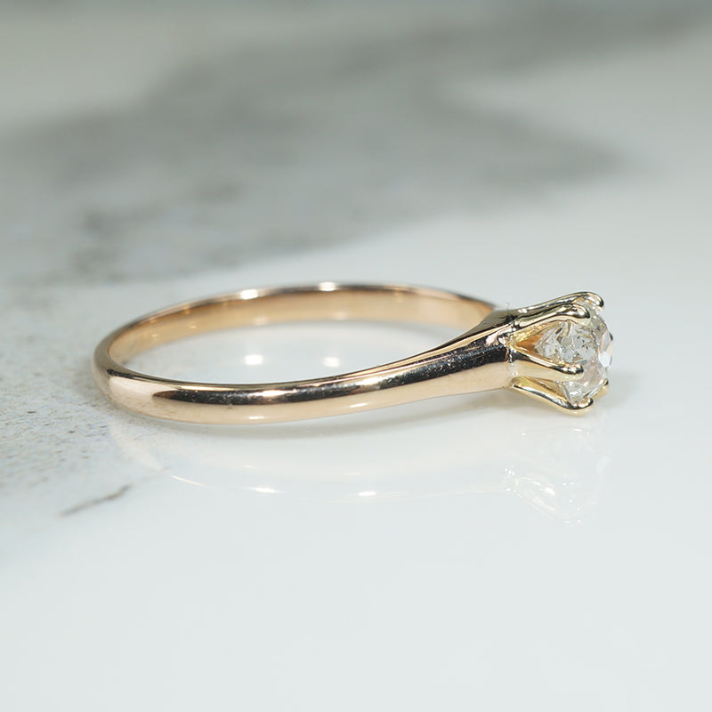 Victorian .44ct Old Mine Cut Diamond in Gold Solitaire Ring