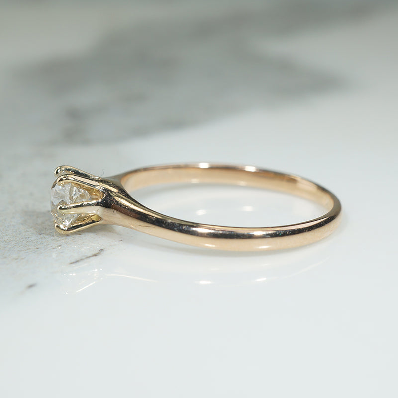 Victorian .44ct Old Mine Cut Diamond in Gold Solitaire Ring