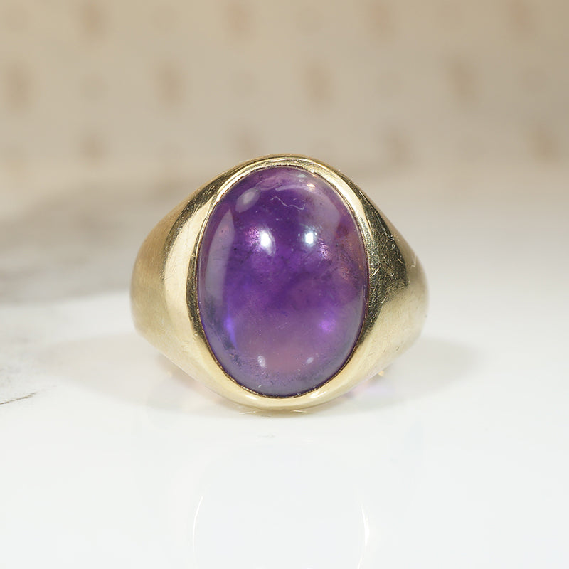 Heavy Gold & Amethyst Signet Ring