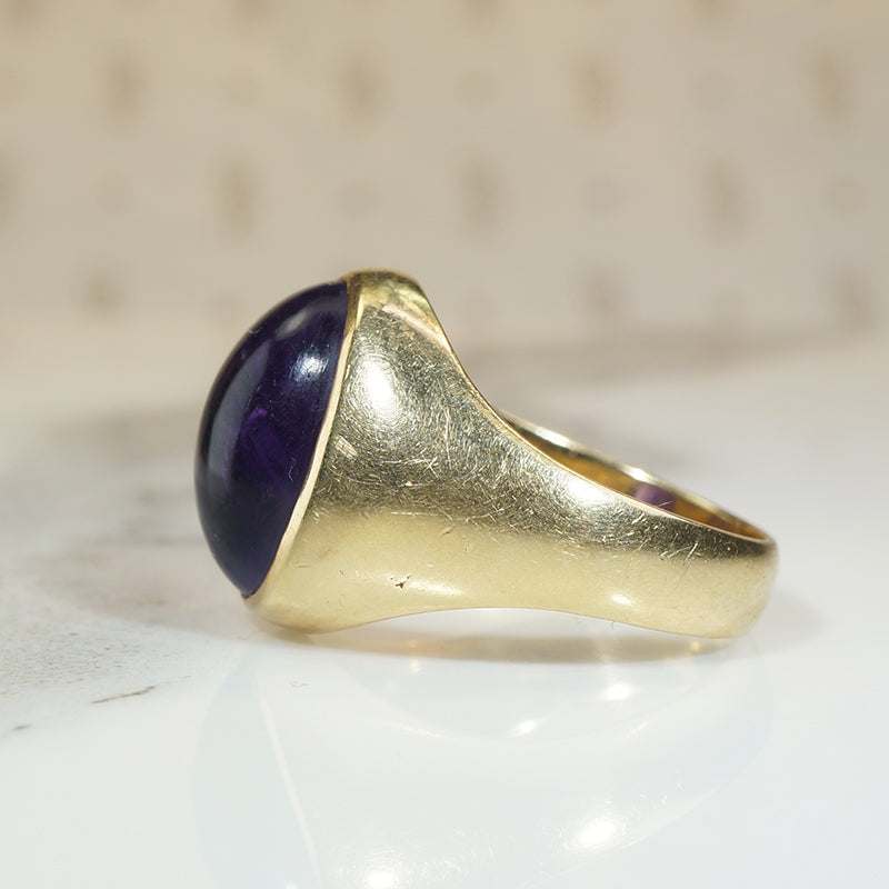 Heavy Gold & Amethyst Signet Ring