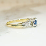 Sapphire and Diamond 1940's Engagement Ring