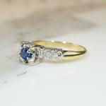 Sapphire and Diamond 1940's Engagement Ring