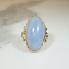 Luminous Blue Agate Antique Gold Ring