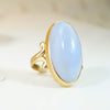 Luminous Blue Agate Antique Gold Ring