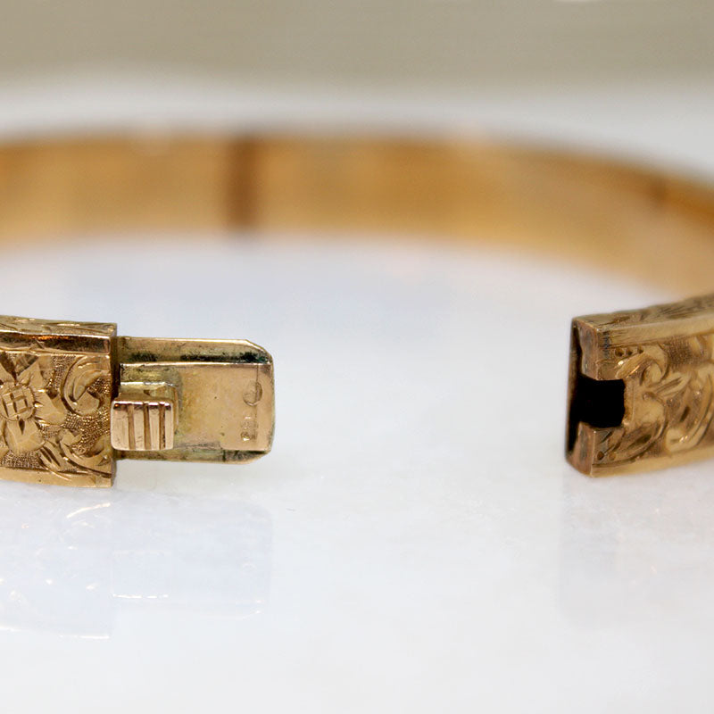 Elaborately Hand Engraved Gold Bangle Bracelet