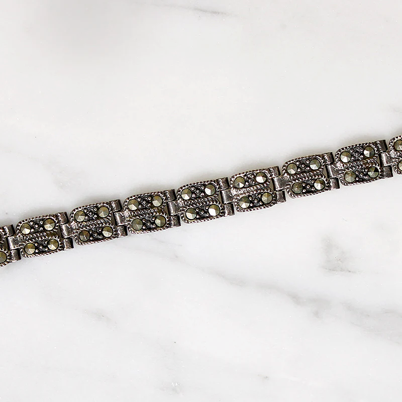 Art Deco Style Marasite & Silver Line Bracelet