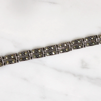 Art Deco Style Marasite & Silver Line Bracelet