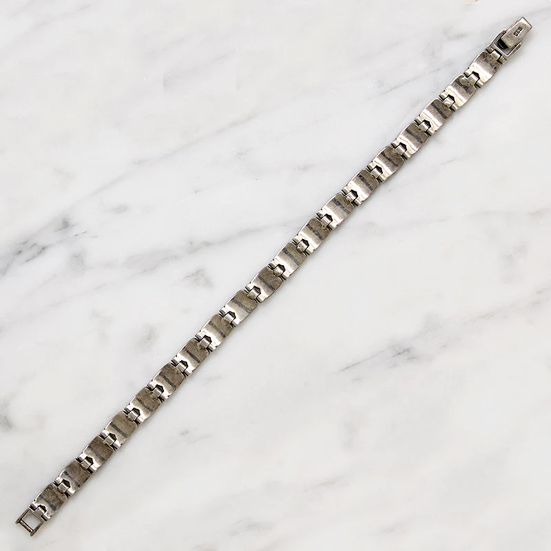 Art Deco Style Marasite & Silver Line Bracelet