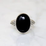 Handsome Onyx & Sterling Ring Signed De Chelly