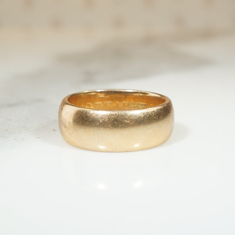 Heavy Wide 18k 1920's Wedding Band