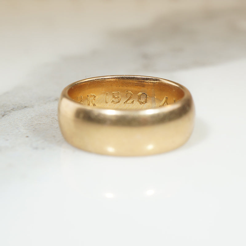 Heavy Wide 18k 1920's Wedding Band