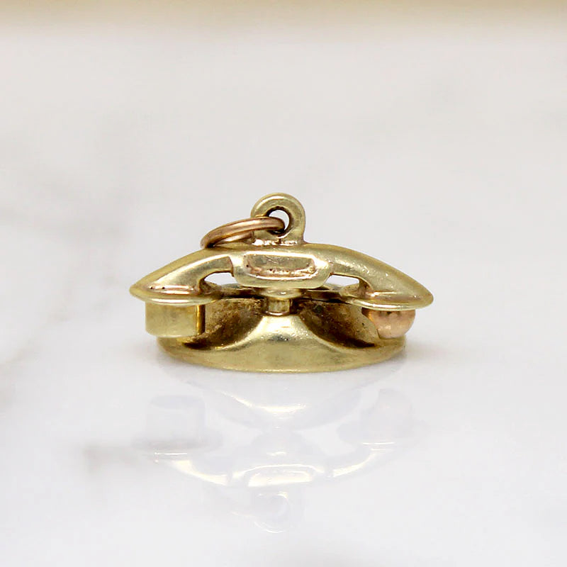 "Hello, I Love U" 14k Gold Rotary Phone Charm