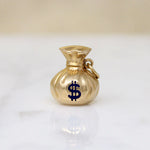 Chubby 3-D Money Bag Charm in 14k Gold