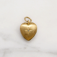 Star-Set Diamond in Florentine Finished Gold Heart Charm