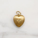 Star-Set Diamond in Florentine Finished Gold Heart Charm