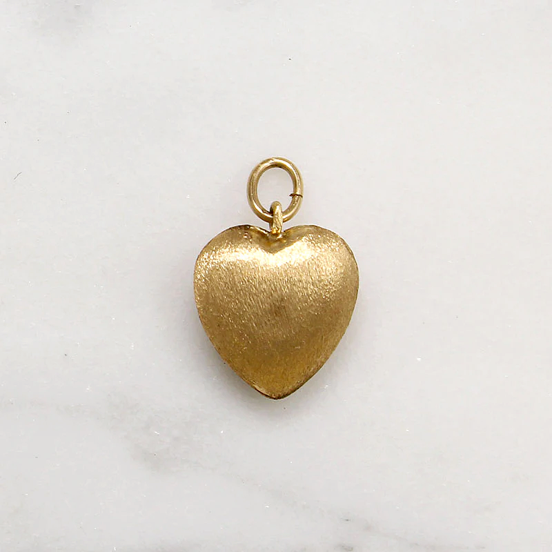 Star-Set Diamond in Florentine Finished Gold Heart Charm